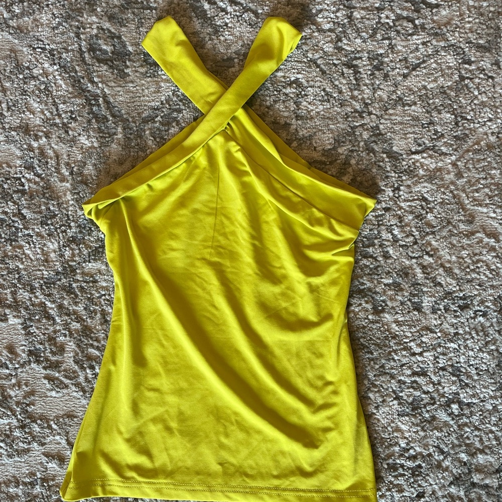 Lime green cross neck top